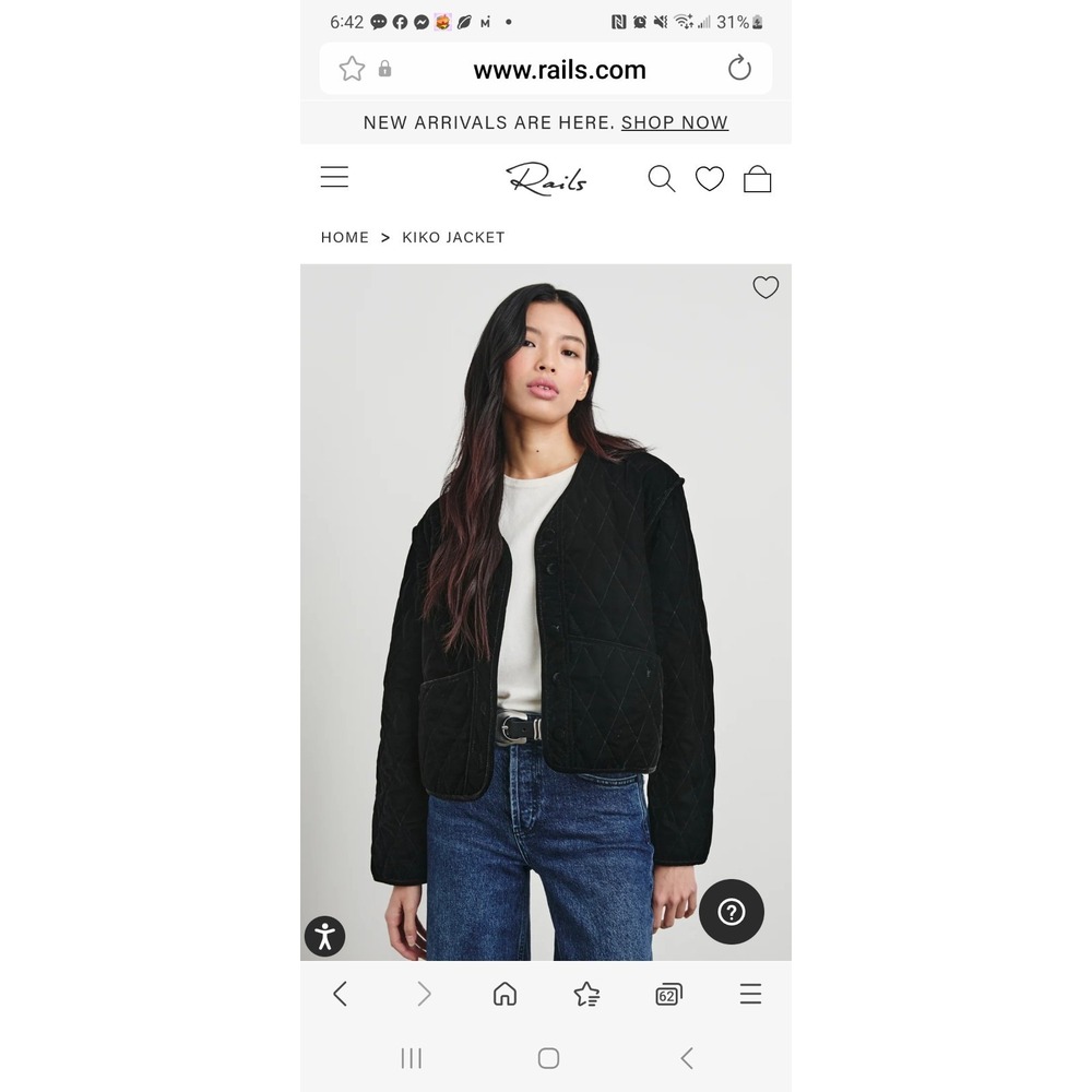 Rails KIKO Black Velvet Jacket Size Medium MSRP 298.00